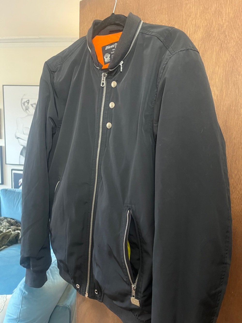 Diesel Men's Black Bomber Jacket - Picture 3 of 4